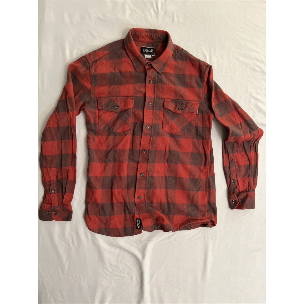 Valor Collective‎ Flannel Shirt Men's Small Button Up Red Plaid
